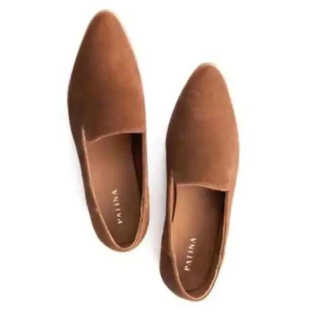 PORTLAND LEATHER GOODS Patina Pointed Flats Loafers Toffee Caramel Tan 10